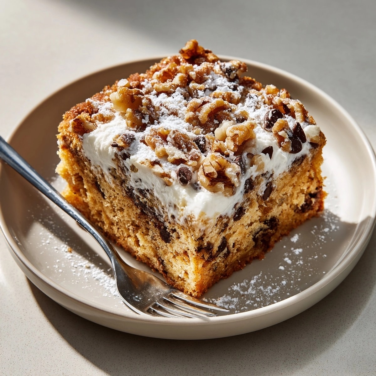 Close-up of Chaos Cake Pumpkin Spice Disaster with Cream Cheese Swirls, showing rich pumpkin color and textured mix-ins.
