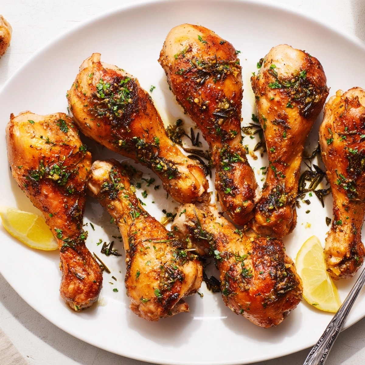 Crispy skin and juicy meat define these fragrant Garlic Herb Roasted Chicken Drumsticks.