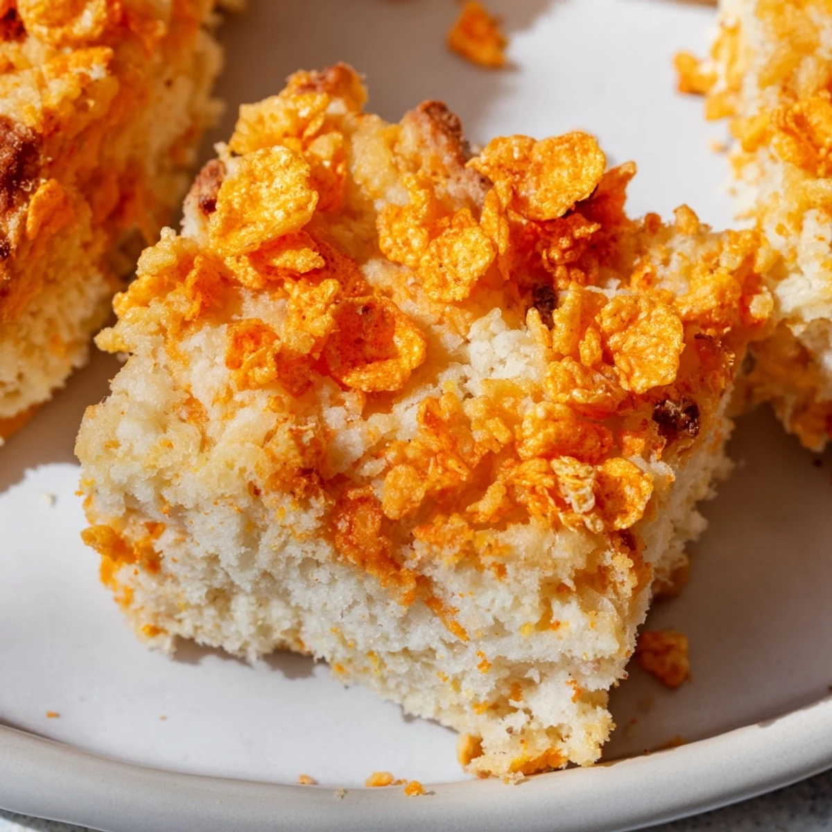Flamin Hot Sweet Potato Biscuit Bars with a crispy crust and fluffy texture.  