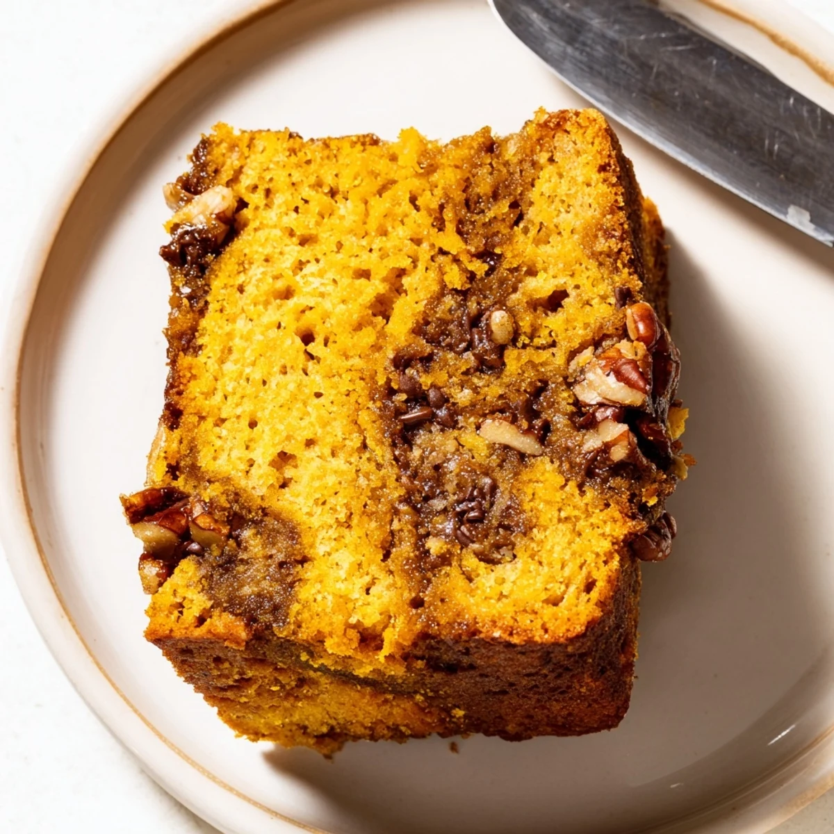 Deliciously spiced Sweet Tea Pumpkin Pancake Muffin Loaf, invitingly golden and fluffy.  