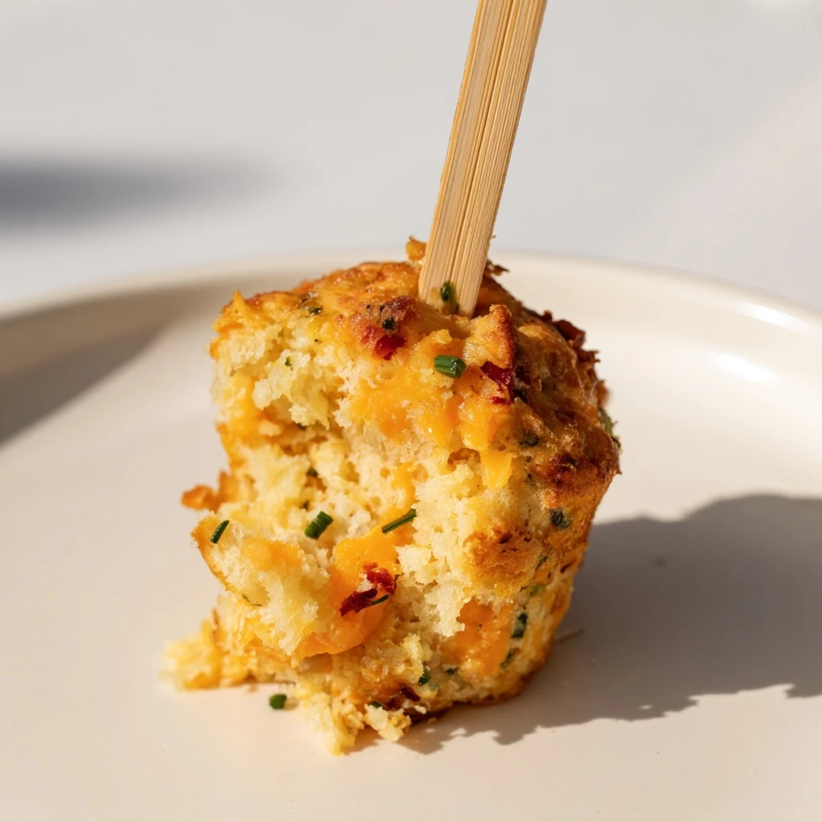 Delicious Muffin Pops showcasing sharp cheddar, bourbon, and a hint of chili flakes. 