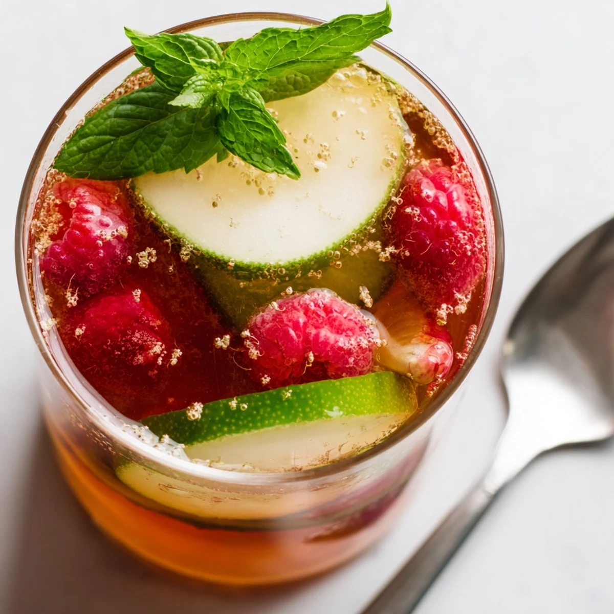 Refreshing kombucha-style home-brew mocktails with vibrant fruits and herbs.  