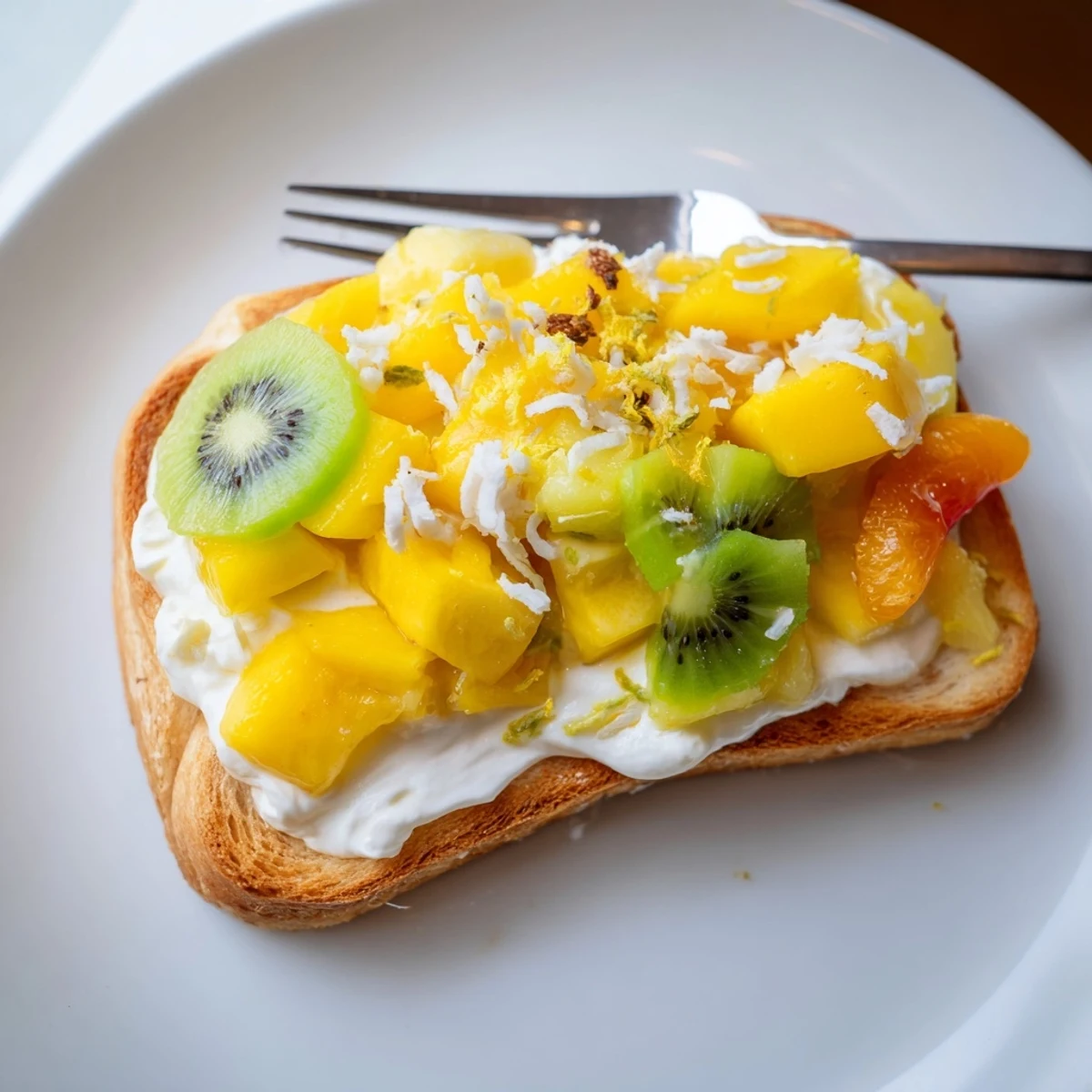 Delicious Yogurt-Custard Toast 2.0, a fusion breakfast with tropical flavors and textures.