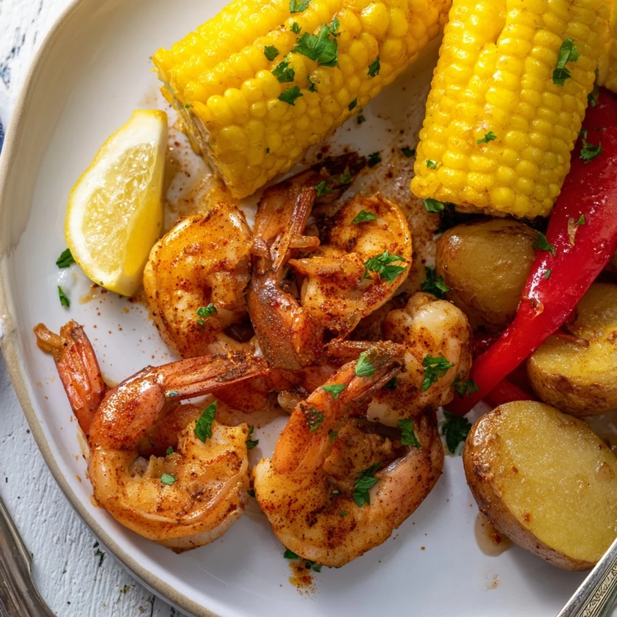 Flavorful Cajun shrimp and sweet corn dish, perfect for festive gatherings or casual dinners.