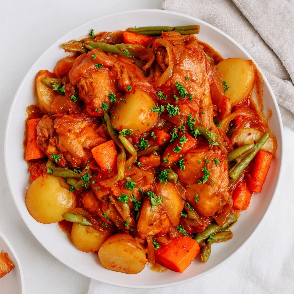 Rich and flavorful slow-cooker chicken & vegetable stew, perfect for a cozy, comforting weeknight dinner.