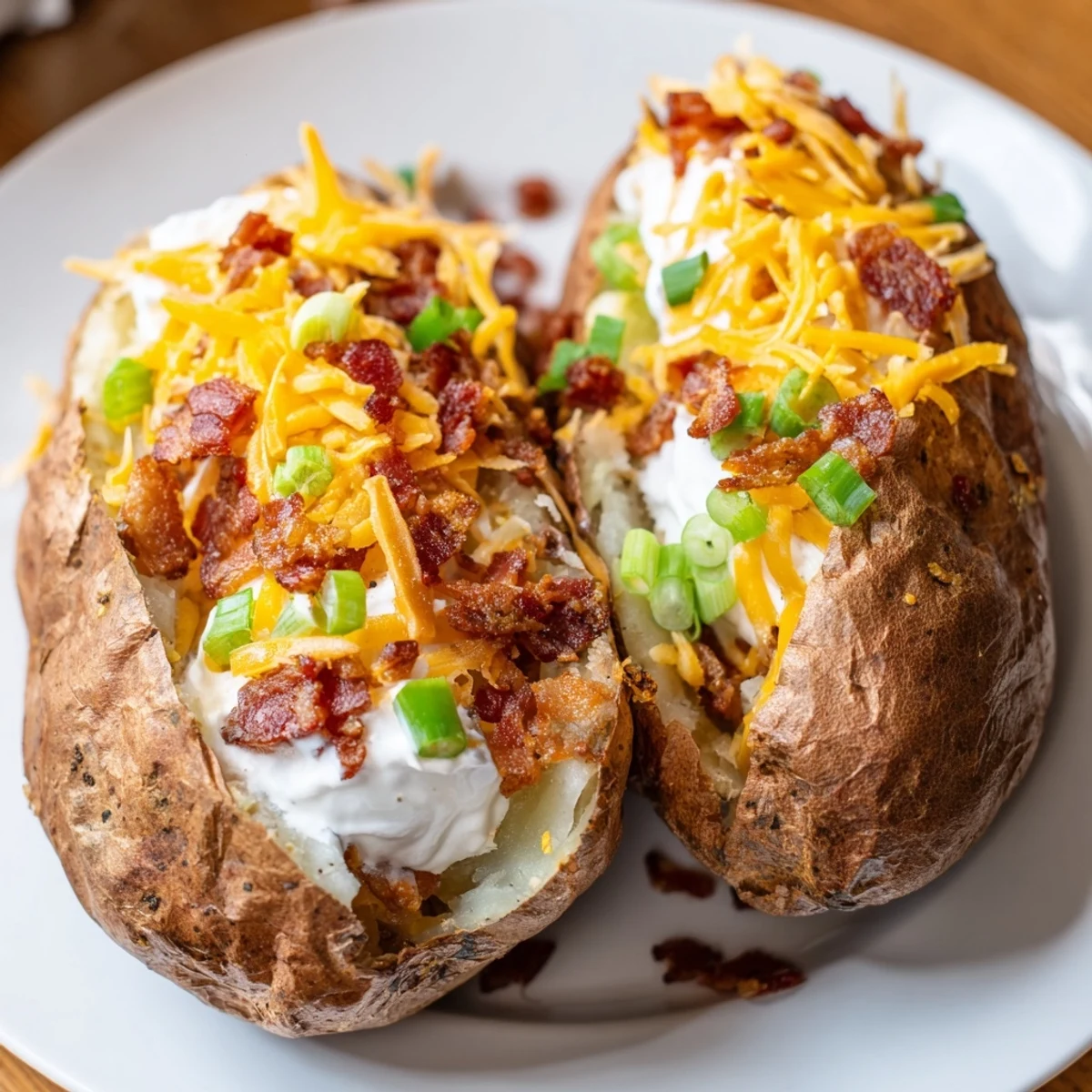 Steaming baked potatoes ready for your custom Baked Potato Bar, complete with flavorful toppings.