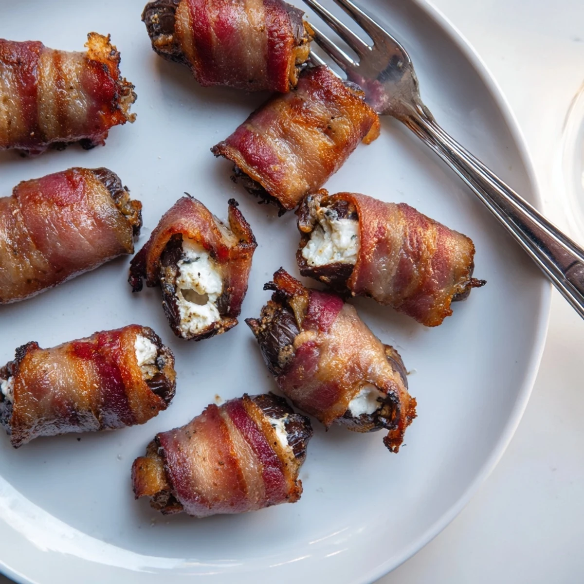 Crispy bacon-wrapped dates stuffed with creamy goat cheese, sizzling hot from the oven.