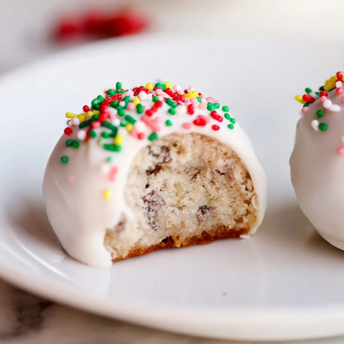 Warm, golden Protein-Packed Italian Christmas Cookie Balls with festive glaze and colorful sprinkles, ready to enjoy.