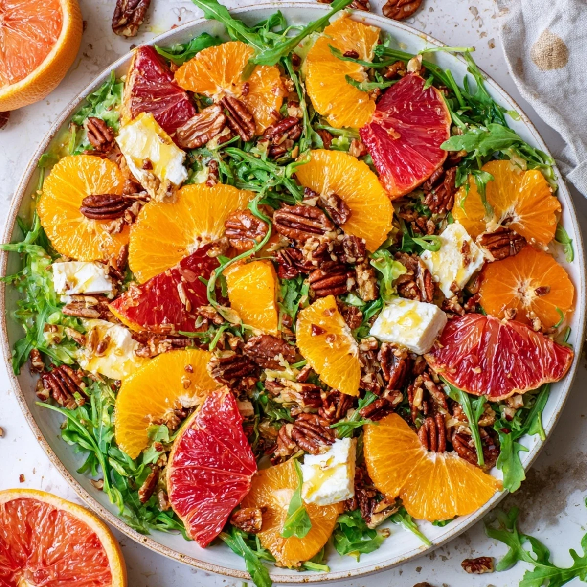 Winter Citrus & Candied Pecan Salad: A colorful mix of citrus, greens, goat cheese, and candied pecans.