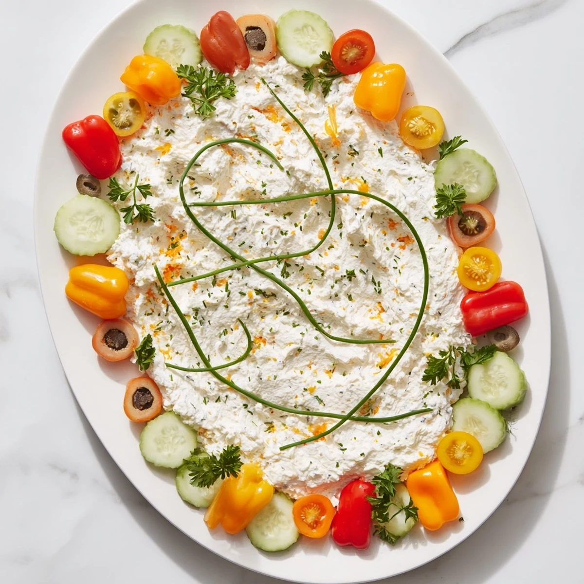 Vibrant Christmas Lights Appetizer Spread with colorful bell peppers and olives, a crowd-pleasing holiday appetizer.