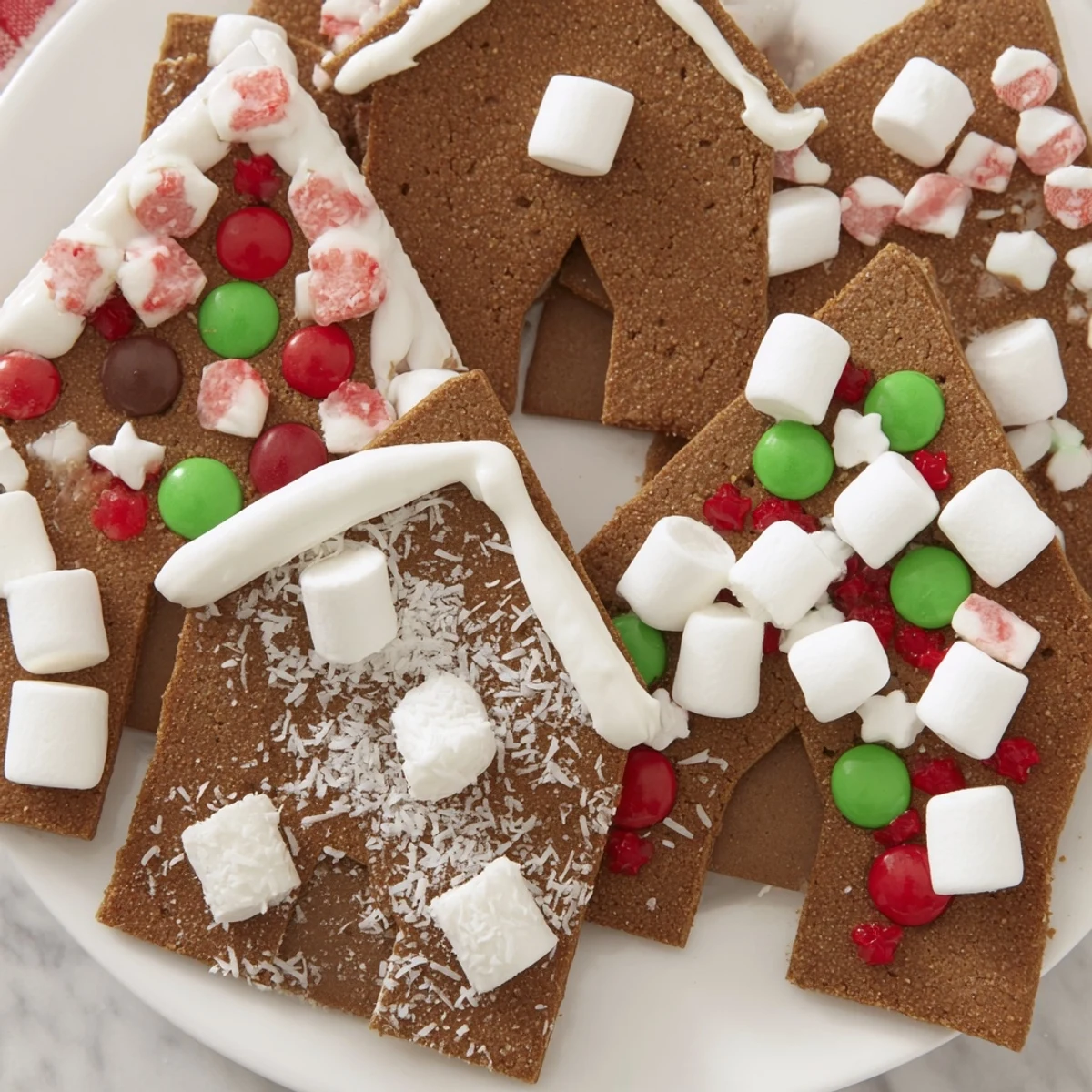 This festive Gingerbread House Board features perfectly baked gingerbread pieces surrounded by an assortment of candies perfect for building and decorating.