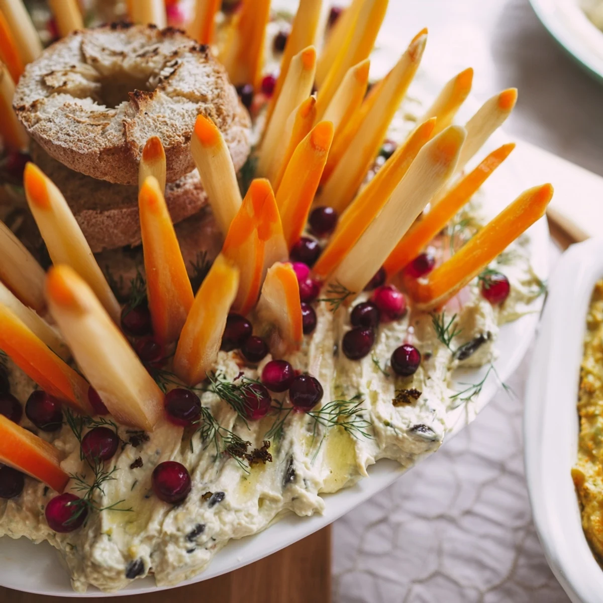 Enjoy this inviting Autumn Hedgehog Dip Platter, a visually appealing appetizer perfect for fall gatherings and sharing.