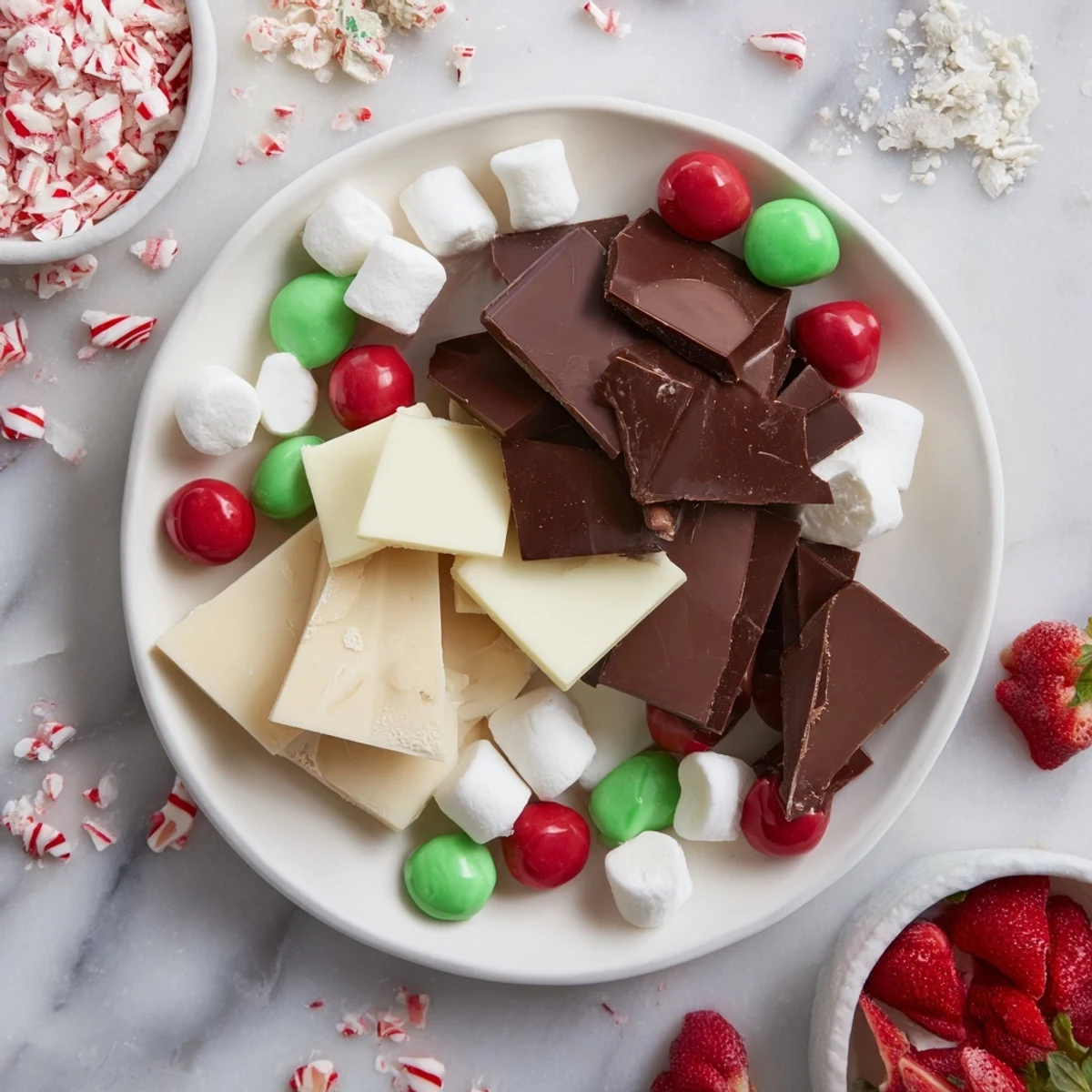 A beautifully arranged Cozy Mitten Dessert Board, showcasing chocolates, candies, and cookies ready to delight guests.