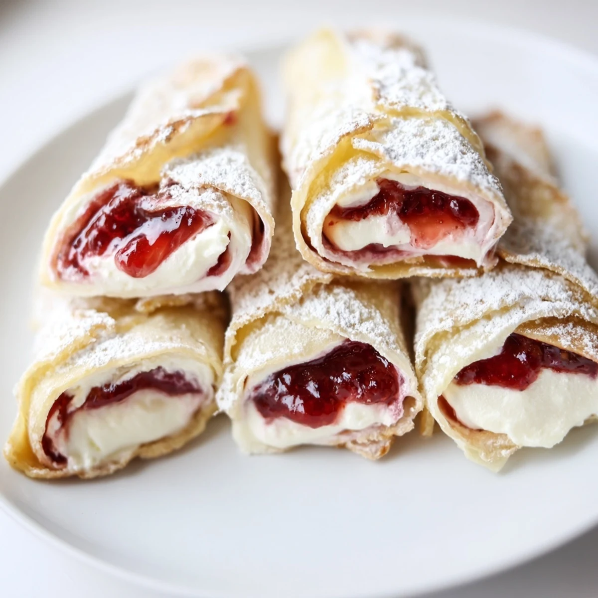 Enjoy creamy jam-filled Snow Angel Tortilla Wraps, a quick snack served with a generous dusting of sugar.