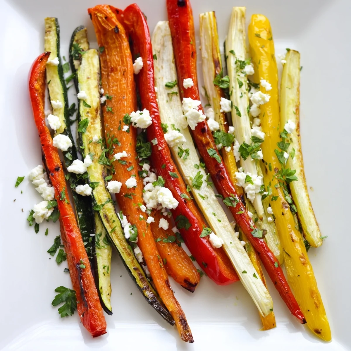 Golden roasted Christmas Sleigh Veggie Rails, a colorful, flavorful holiday appetizer arrangement.
