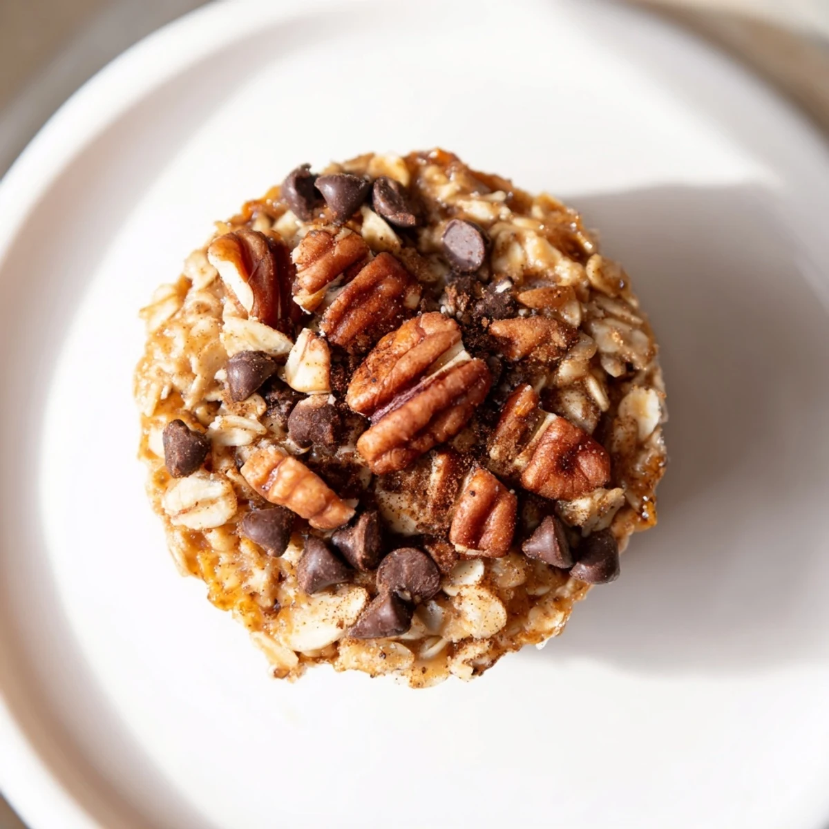 Golden-brown Baked Oatmeal Cups, each studded with berries, offer a warm, comforting breakfast.