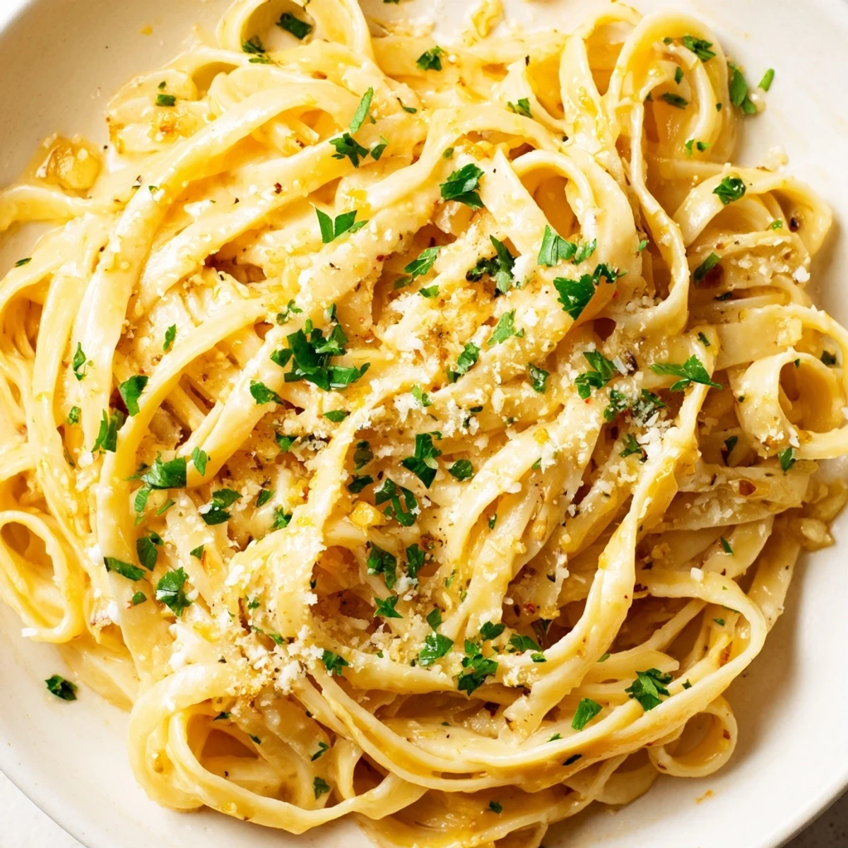 Sriracha Honey Pasta served in a white bowl, drizzled with honey and extra parmesan for a bold, savory finish.