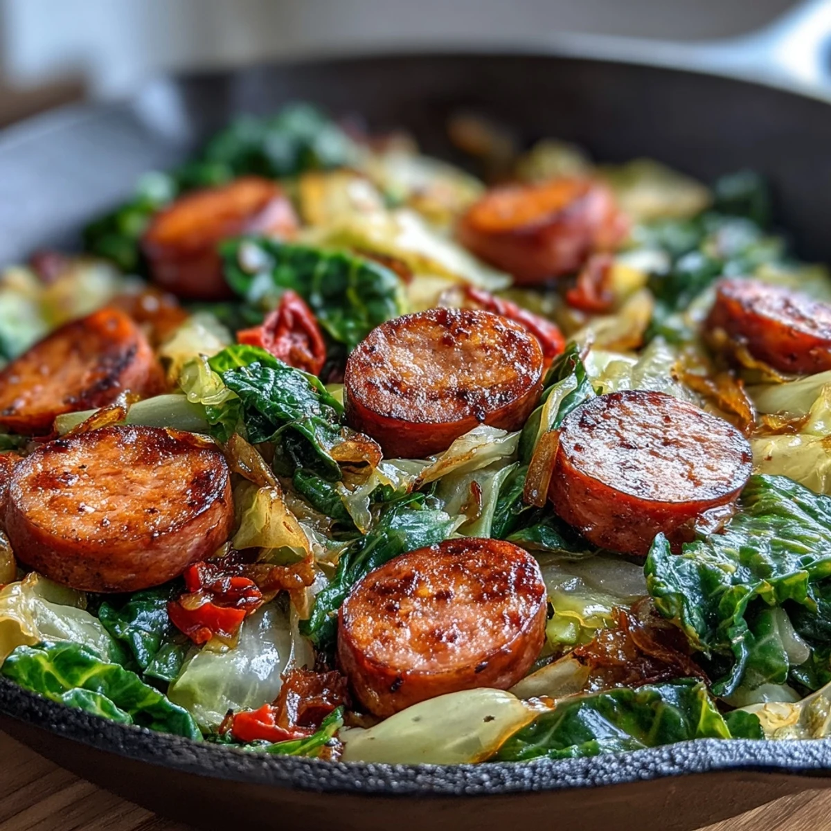 Steaming cabbage and savory sausage mingle with sweet onions and a dusting of smoked paprika in this comforting one-pan meal.