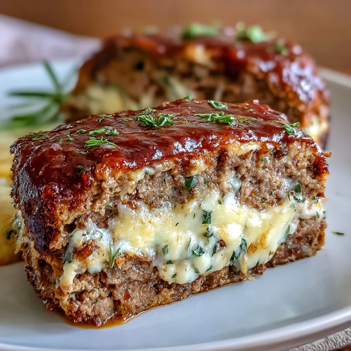Savory Italian meatloaf with marinara sauce and melted mozzarella cheese, perfect for a comforting family dinner.  