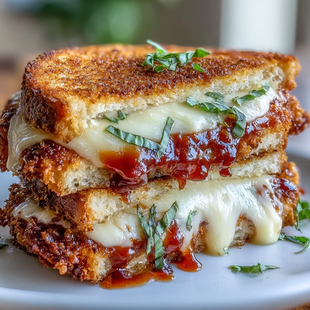 Crispy breaded chicken smothered in rich vodka sauce, topped with melted mozzarella, served on toasted Italian bread for a hearty Chicken Parmesan sandwich.  