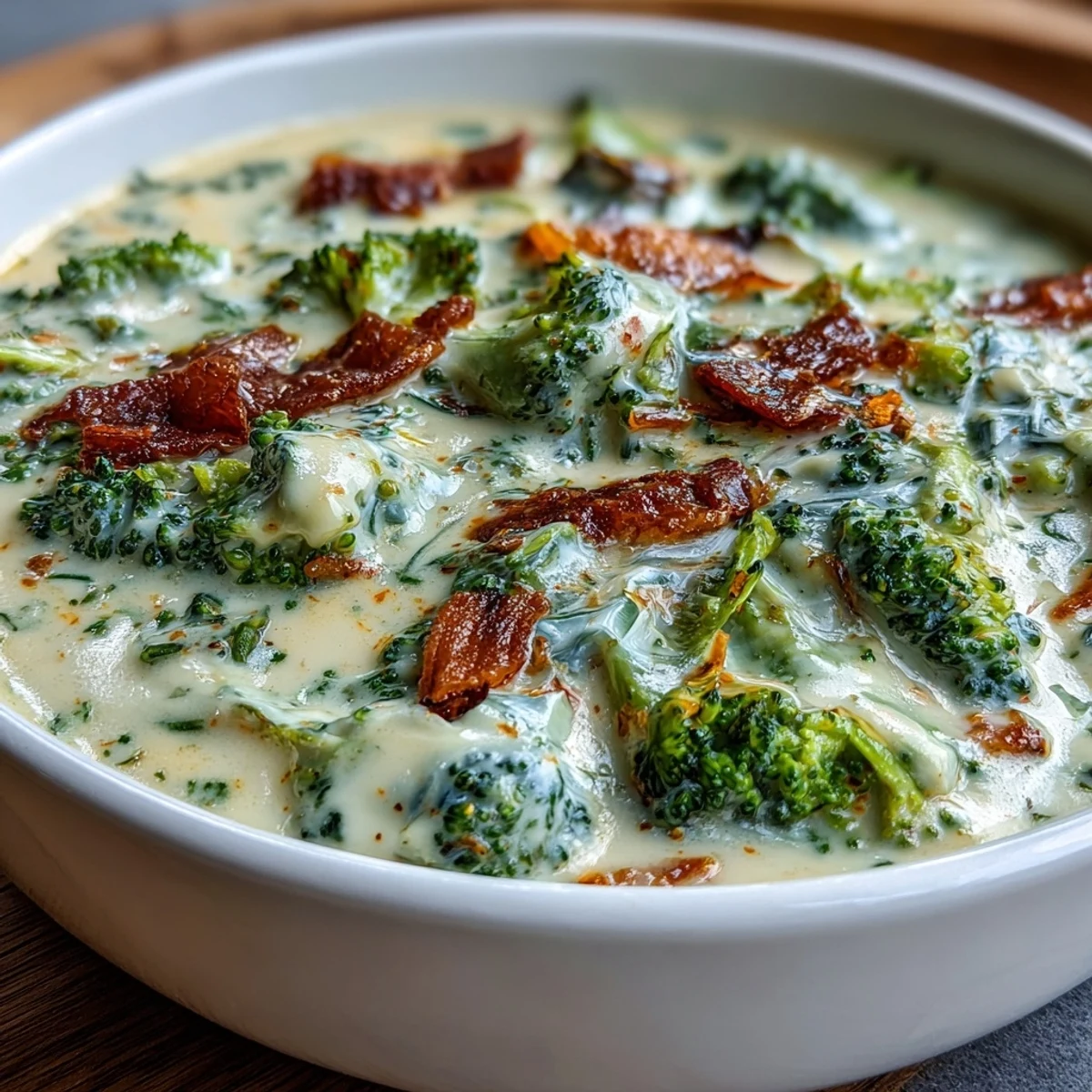 Creamy broccoli cheddar soup lightened with Greek yogurt, featuring tender florets and sharp cheese in a velvety, nourishing broth.  