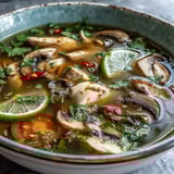 Vibrant Tom Yum Chicken: Tender chicken in aromatic, zesty broth, ready to serve.