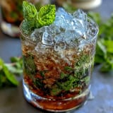 Kentucky Derby Mint Julep Mocktail with Fresh Mint, a frosty, bubbly drink with a burst of cool mint and citrus, served over crushed ice in classic silver cups.