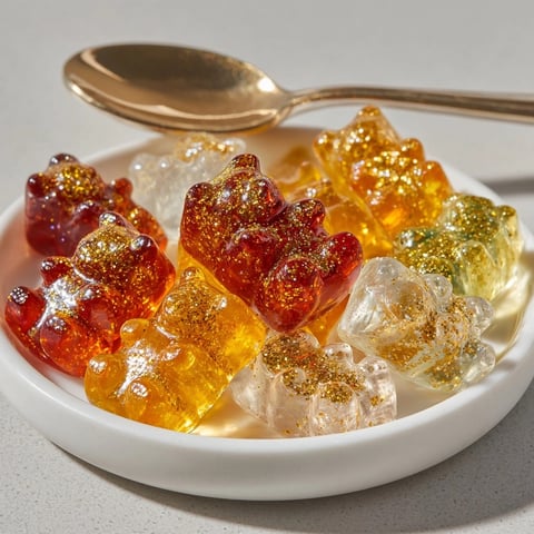 Homemade Champagne "Mocktail" Gummy Bears gleam, a kid-friendly burst of bubbly flavor and fun.