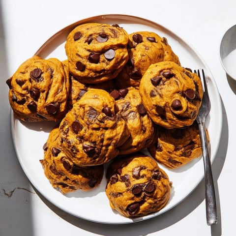 Soft pumpkin chocolate chip cookies topped with creamy toasted pecan butter delightfully warm.  