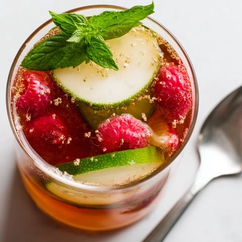 Refreshing kombucha-style home-brew mocktails with vibrant fruits and herbs.  