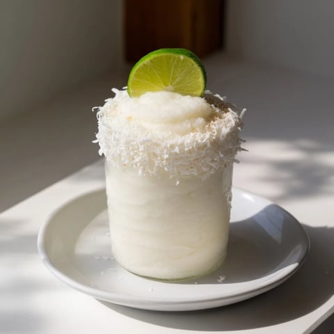 Festive White Christmas Margarita Slush, a creamy cocktail with a lime wedge garnish, ready to serve.