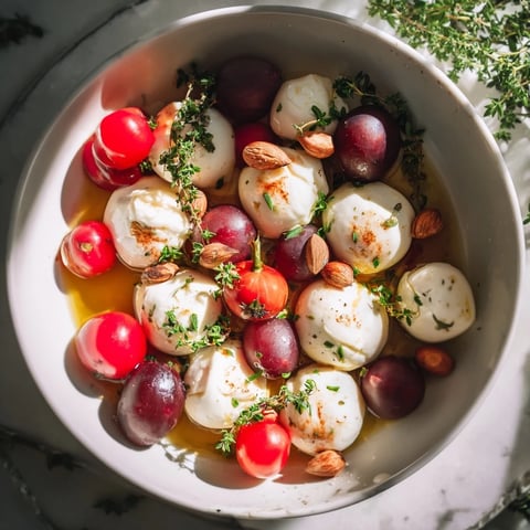 A festive Holly Berry Cluster appetizer, brimming with vibrant red berries and fresh herbs.