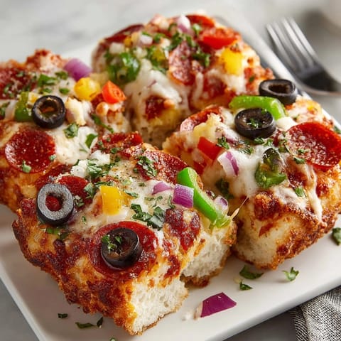 This savory Pizza Bagel Bites Casserole image showcases layers of cheesy goodness and colorful toppings.