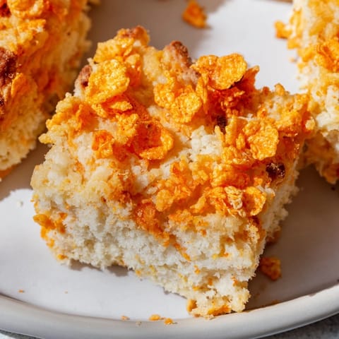 Flamin Hot Sweet Potato Biscuit Bars with a crispy crust and fluffy texture.  