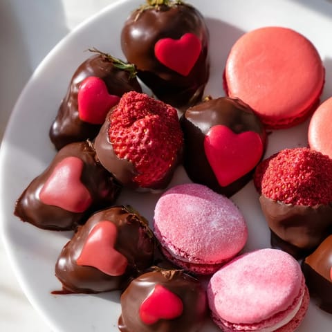 Sweetheart Valentine's Day Board overflowing with heart-shaped treats, fresh fruit, and dipping sauces on a platter.