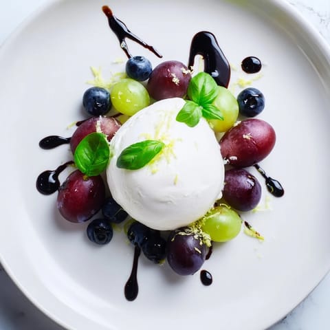 Imagine the vibrant colors of The Moonlit Lagoon, a fresh fruit salad with a burrata moon.