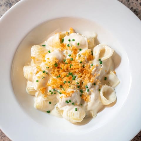 Golden-baked Cottage Cheese Mac and Cheese, bubbling with melted cheese, perfect for dinner.