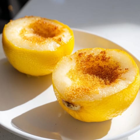 Enjoy a refreshing taste of homemade Lemon Brûlée Posset served in bright lemon shells.