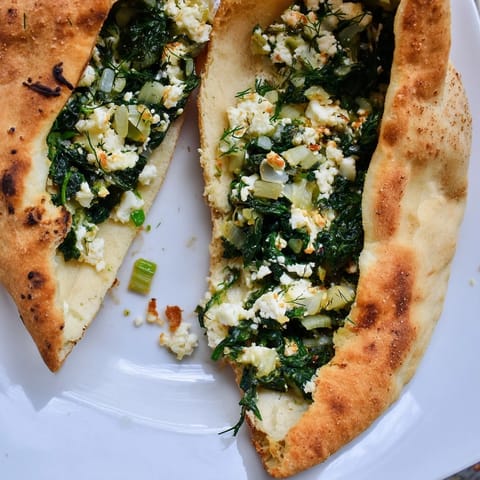 Turkish Spinach Feta Flatbread