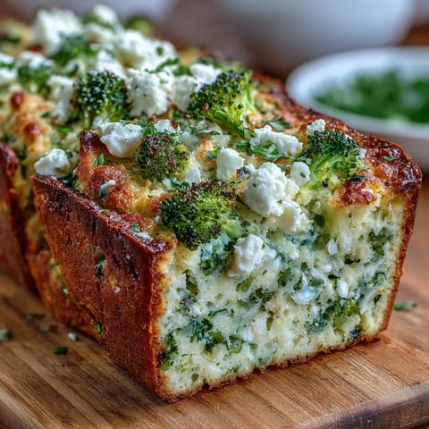 Savory Broccoli and Feta Loaf, moist and tender, perfectly baked for enjoyment.