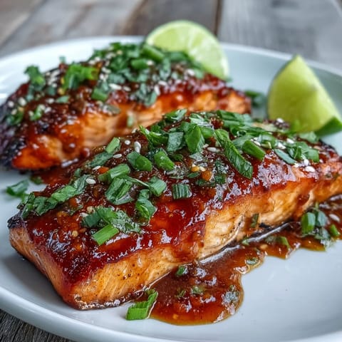 Sizzling pan-seared Bang Bang Salmon fillets showcase a crispy crust and vibrant pink flesh, ready to be served with fresh lime.