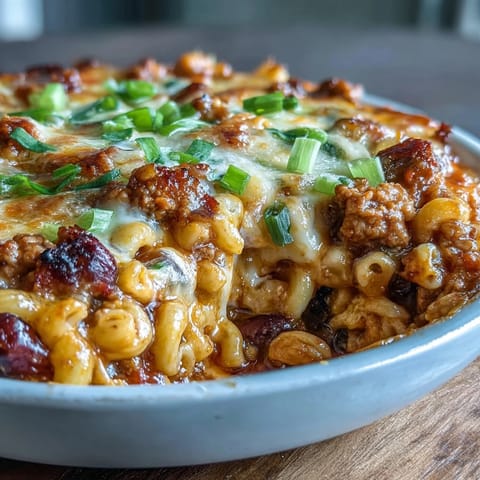 Creamy, cheesy Baked Ranch Turkey Chili Mac with tender pasta, bell peppers, and zesty ranch seasoning.  