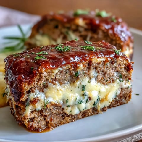 Savory Italian meatloaf with marinara sauce and melted mozzarella cheese, perfect for a comforting family dinner.  