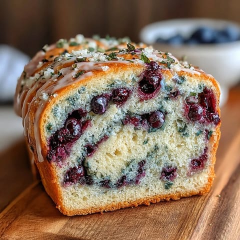 Lemon Blueberry Sourdough Swirl Bread Loaf with golden crust and vibrant berry filling, perfect for breakfast or afternoon tea.