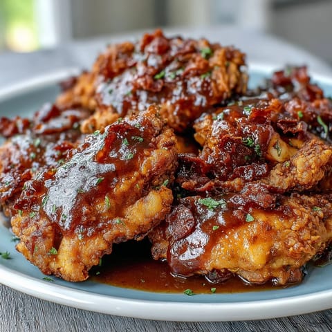 Slow Cooker Mississippi Chicken served over creamy garlic mashed potatoes in a rustic bowl.