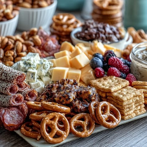 Vibrant grad party snack board brimming with sweet and savory bites for festive celebrations.