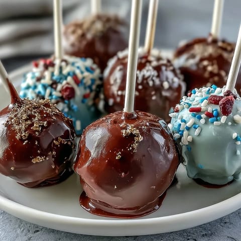 Graduation cake pops in school colors with gold sprinkles, perfect for celebrating academic milestones with a festive touch.