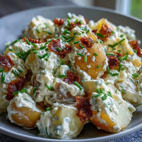 Creamy Classic Deviled Egg Potato Salad with tender potatoes and tangy mustard dressing, perfect for summer picnics and family gatherings.
