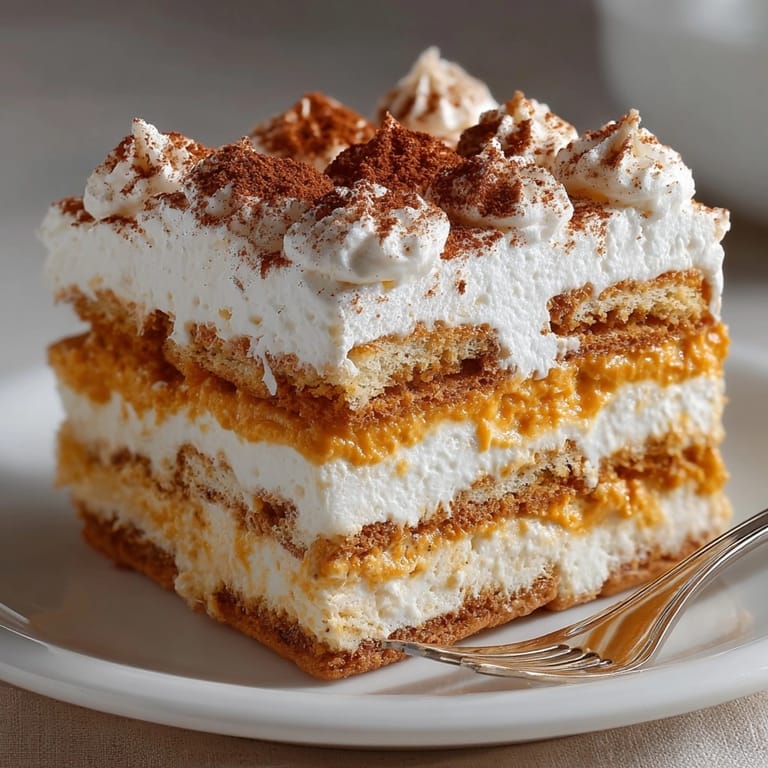 A chilled, velvety No-Bake Pumpkin Pie Icebox Cake—perfect graham cracker dessert for fall.