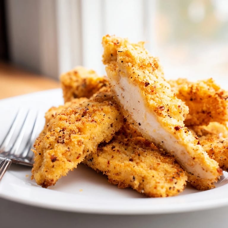 Juicy chicken tenders marinated in pickle brine and coated with ranch seasoning.  